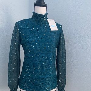 New Blue with gold sparkles blouse